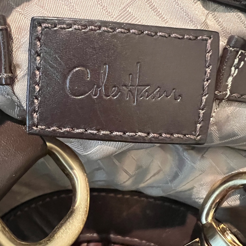 Cole Haan Woven Leather Satchel Handbag in Dark Brown - Picture 2 of 8